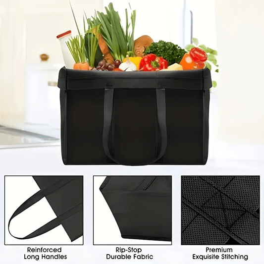 Solid Color Non-Woven Fabric Shopping Bag Foldable Reusable Shopping & Storage Handbag Durable Travel Picnic Camping Outdoor Grocery Bags, For Wedding Easter And Mother'S Day Gift Wrapping